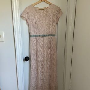 Pale Pink Lace Gown with Keyhole Back